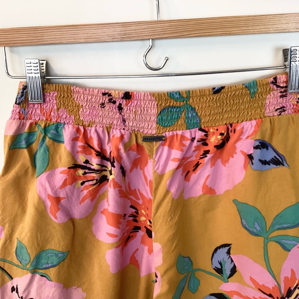 Billabong Cut Through Floral Pull On Pants - Mustard/Pink - M - Picture 5 of 9